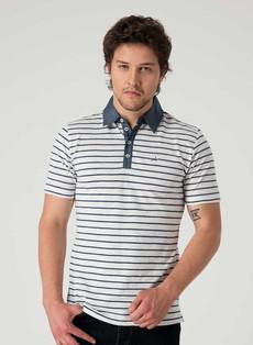 Polo Shirt Blue White Striped via Shop Like You Give a Damn