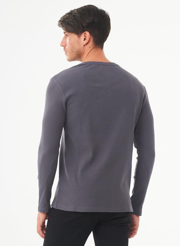 Ribbed Henley Top Dark Grey from Shop Like You Give a Damn