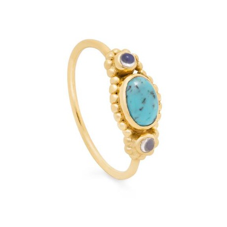 Om Turquoise Stacking Ring Gold Plated 22ct from Shop Like You Give a Damn