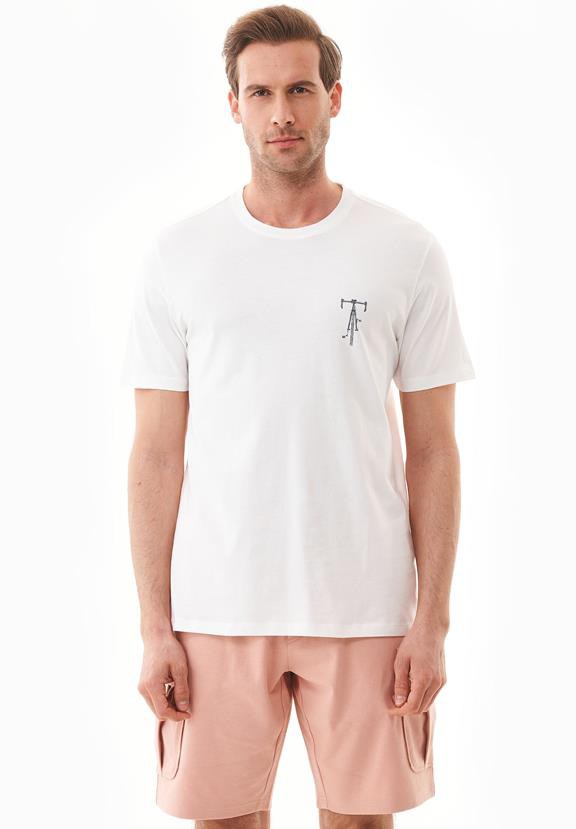 T-Shirt With Bike Print Off White from Shop Like You Give a Damn