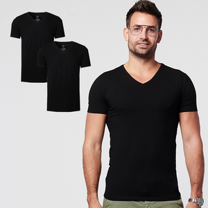 T-shirt - Regular V-neck 2-pack - Black from SKOT