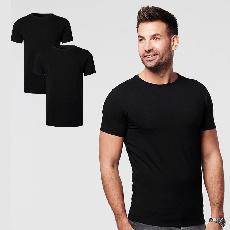 T-shirt Black Round Neck Men | 2-pack | Slim Fit via SKOT