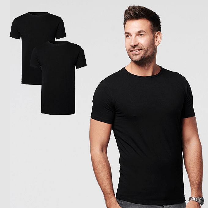 T-shirt Black Round Neck Men | 2-pack | Slim Fit from SKOT