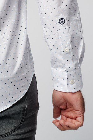 Shirt - Slim Fit - Spotted White (last stock) from SKOT