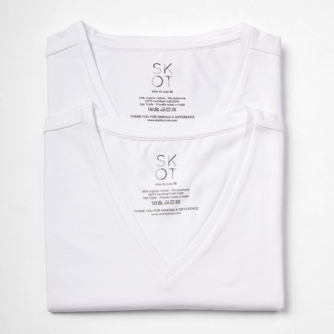 T-shirt - Regular V-neck 2-pack - White from SKOT