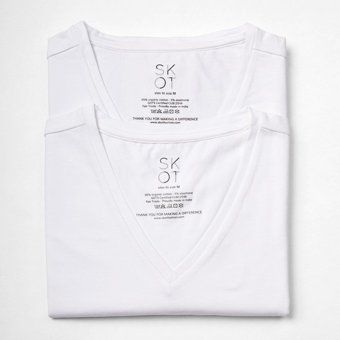 T-Shirt White V-neck Men | 2-pack | Slim Fit from SKOT