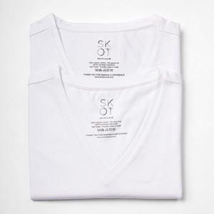 T-Shirt White V-neck Men | 2-pack | Slim Fit from SKOT