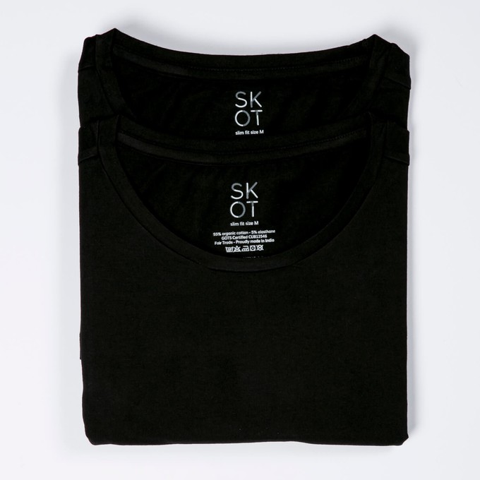 T-shirt Black Round Neck Men | 2-pack | Slim Fit from SKOT