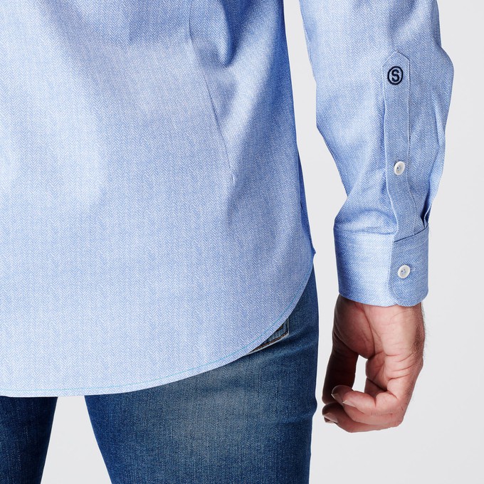 Shirt - Slim Fit - Fishbone Blue from SKOT