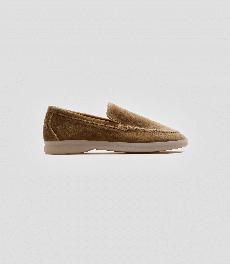 Vegan Velvet Loafer Taupe via Solari Milano
