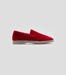 Vegan Velvet Loafer Red via Solari Milano