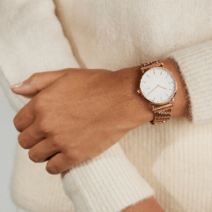 White Solar Watch | Rose Gold Mesh from Solios Watches