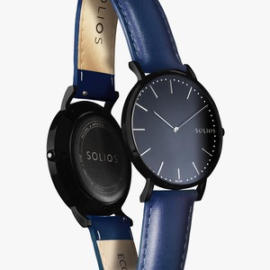 Black Solar Watch | Blue Vegan Leather from Solios Watches