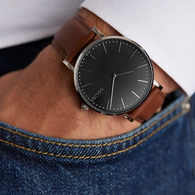 Black Solar Watch | Cream Vegan Leather from Solios Watches