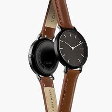Black Mini Solar Watch | Brown Vegan Leather from Solios Watches