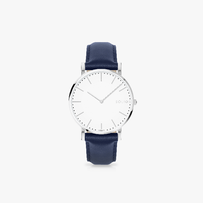 White Solar Watch | Blue Vegan Leather from Solios Watches