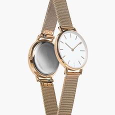 White Mini Solar Watch | Rose Gold Mesh from Solios Watches