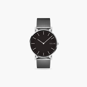 Black Solar Watch | Grey Mesh from Solios Watches