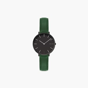 Black Mini Solar Watch | Green Vegan Leather from Solios Watches