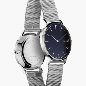 Black Solar Watch | Silver Mesh from Solios Watches