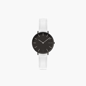 Black Mini Solar Watch | White Vegan Leather from Solios Watches