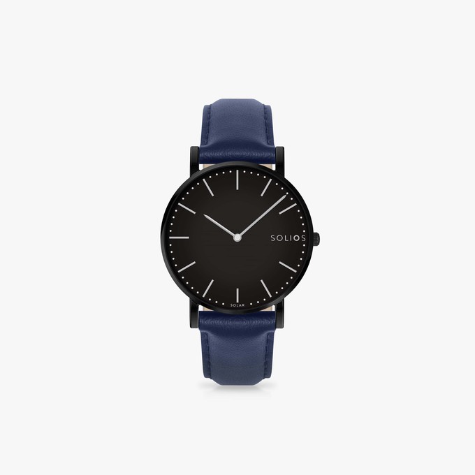 Black Solar Watch | Blue Vegan Leather from Solios Watches