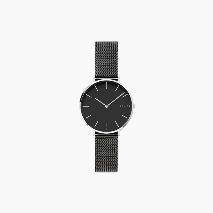 Black Mini Solar Watch | Black Mesh from Solios Watches