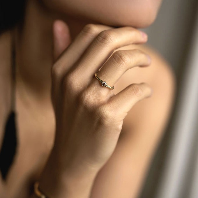 Brown diamond ring - Gold 14k & Diamond from Solitude the Label