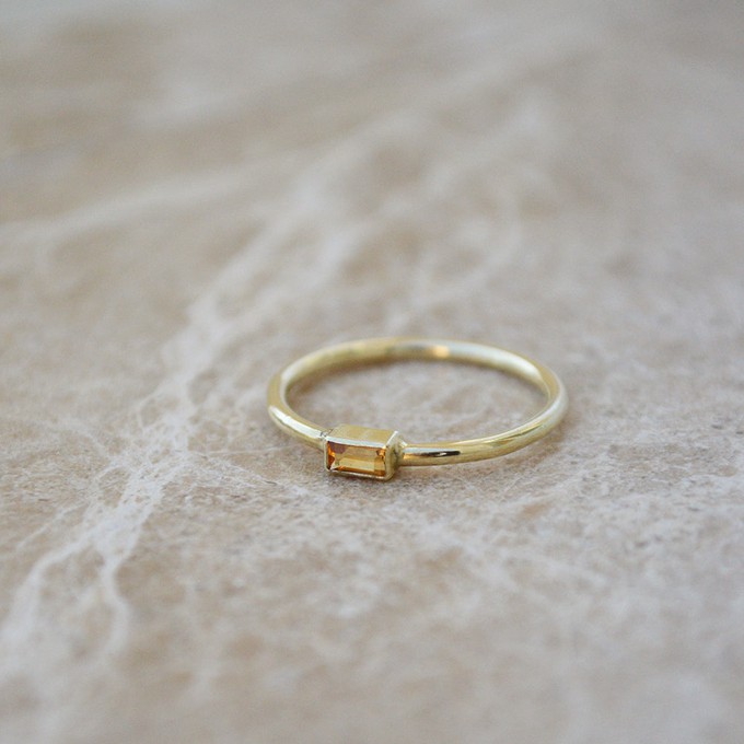 Citrine baguette Ring - Gold 14k from Solitude the Label