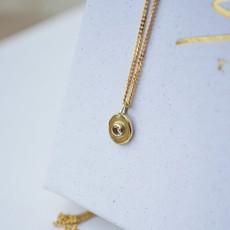 Diamond pebble Necklace - Gold 14k & Re-used Diamond via Solitude the Label