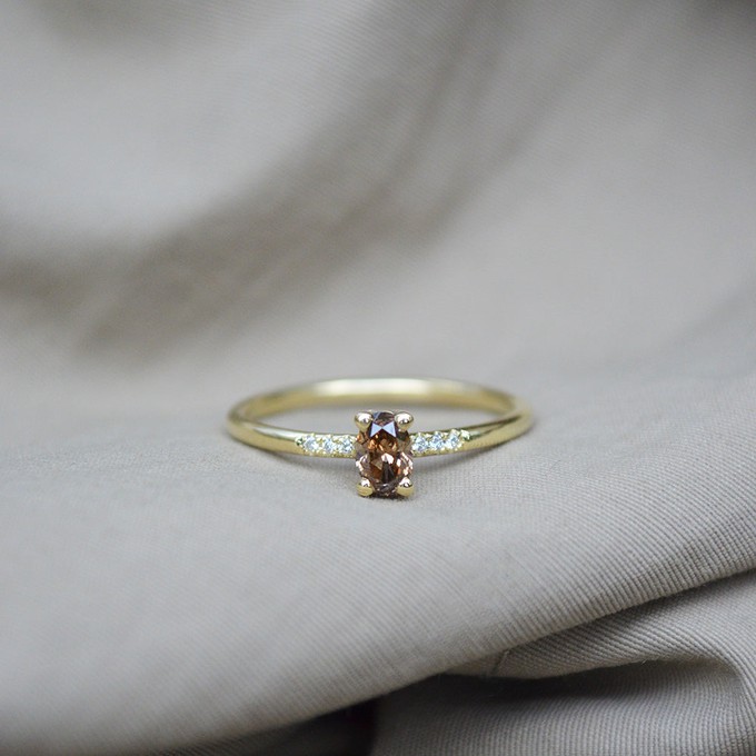 Brown diamond ring - Gold 14k & Diamond from Solitude the Label