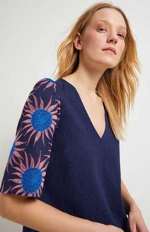 Bluse Blume blau from Sophie Stone