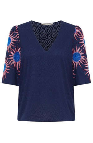 Bluse Blume blau from Sophie Stone