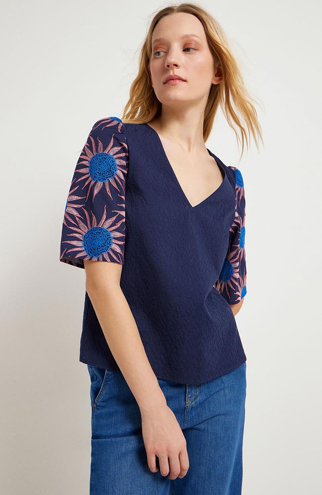 Bluse Blume blau from Sophie Stone