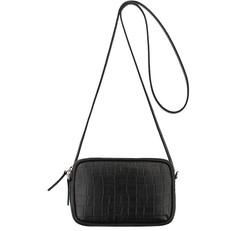 Black Croc Print Leather Crossbody Bag via Sostter