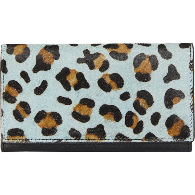 Blue Animal Print Leather Multi-Section Wallet from Sostter