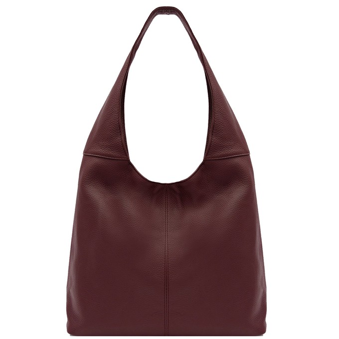 Maroon Zip Leather Shoulder Hobo Bag from Sostter