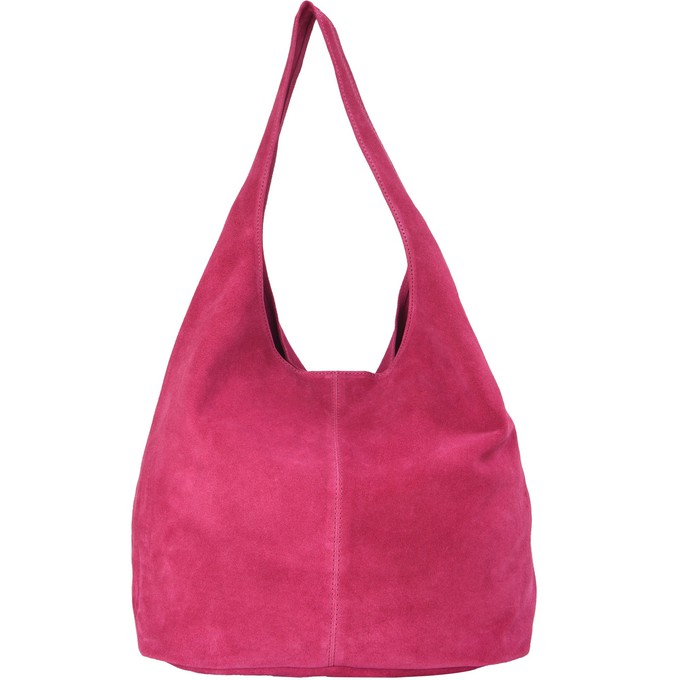 Raspberry Suede Leather Hobo Bag - Brix + Bailey from Sostter