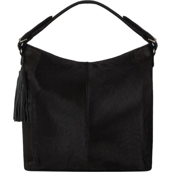 Black Leather Top Handle Bag with Heart Lining from Sostter