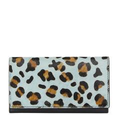 Blue Animal Print Leather Multi-Section Wallet via Sostter