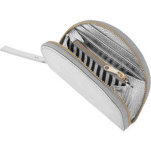 Silver Leather Zip-Around Half Moon Purse with Gold Zipper from Sostter