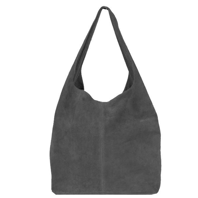 Silver Grey Italian Suede Hobo Shoulder Bag from Sostter