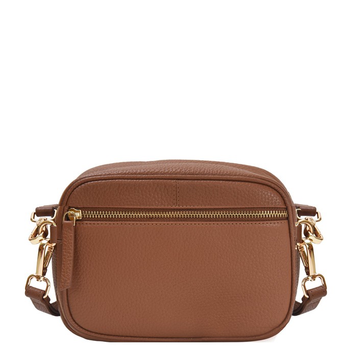 Tan Convertible Leather Crossbody Camera Bag from Sostter