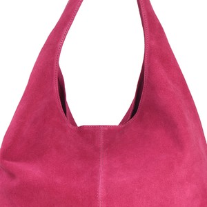 Raspberry Suede Leather Hobo Bag - Brix + Bailey from Sostter