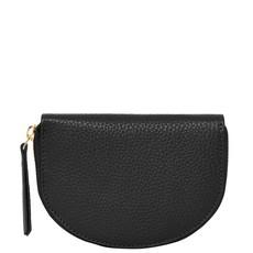 Black Leather Zip Around Half Moon Purse via Sostter