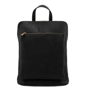 Black Soft Pebbled Leather Pocket Backpack | Byler from Sostter