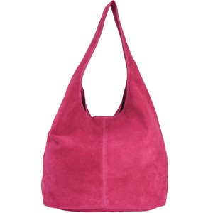 Raspberry Suede Leather Hobo Boho Shoulder Bag from Sostter