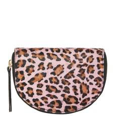 Pink Animal Print Leather Half Moon Purse - Zip Closure via Sostter