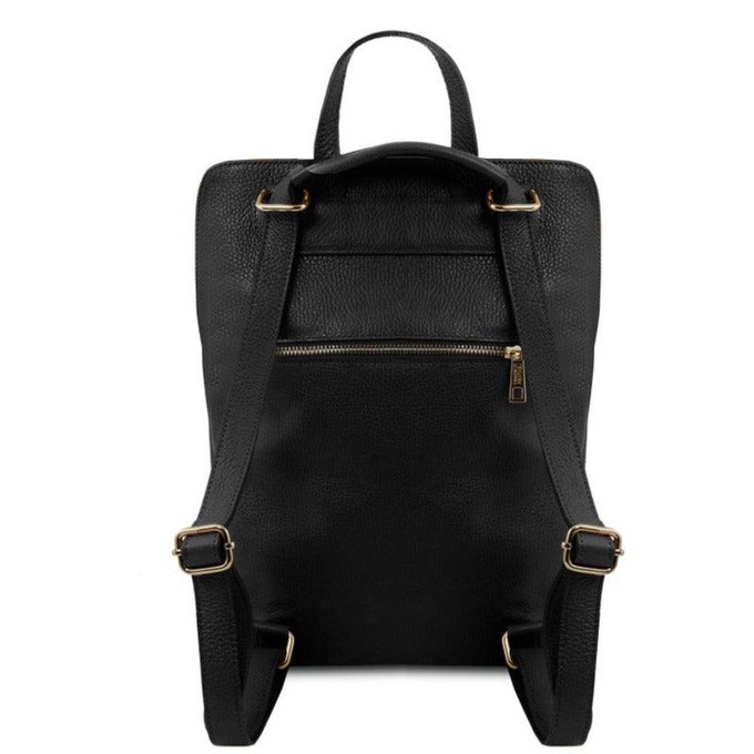 Black Soft Pebbled Leather Pocket Backpack | Byler from Sostter