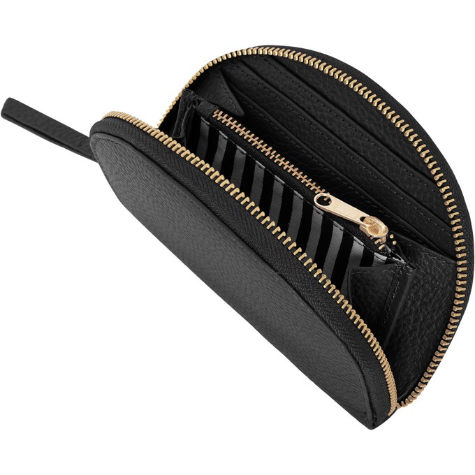 Black Leather Half Moon Purse with Gold Zip from Sostter